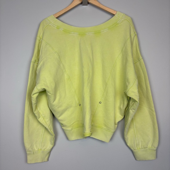 Free People Go For Gold Reversible Pullover Sweatshirt Sz S Key Lime Green - Picture 14 of 15